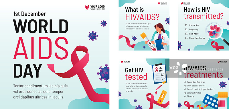 世界艾滋病日Instagram帖子合集图片素材