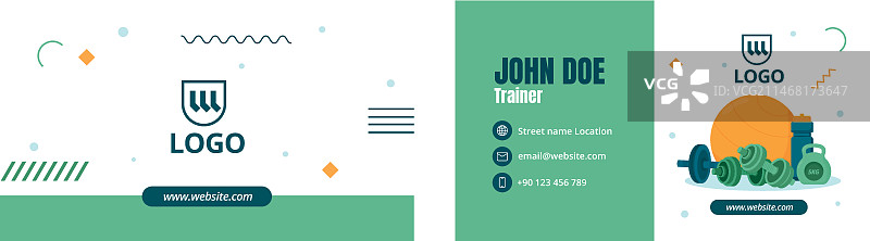 扁平风格健身俱乐部名片模板图片素材