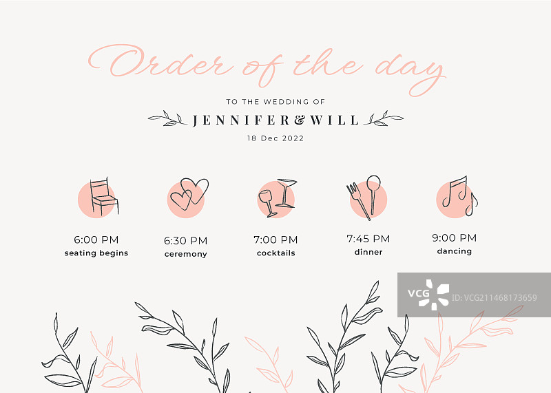 手绘花卉婚礼海报模板图片素材