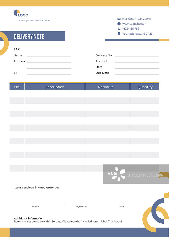 扁平风格送货单模板图片素材