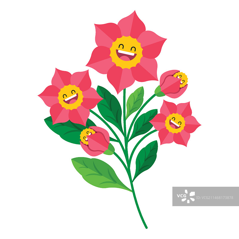 扁平风格笑脸花朵插画图片素材