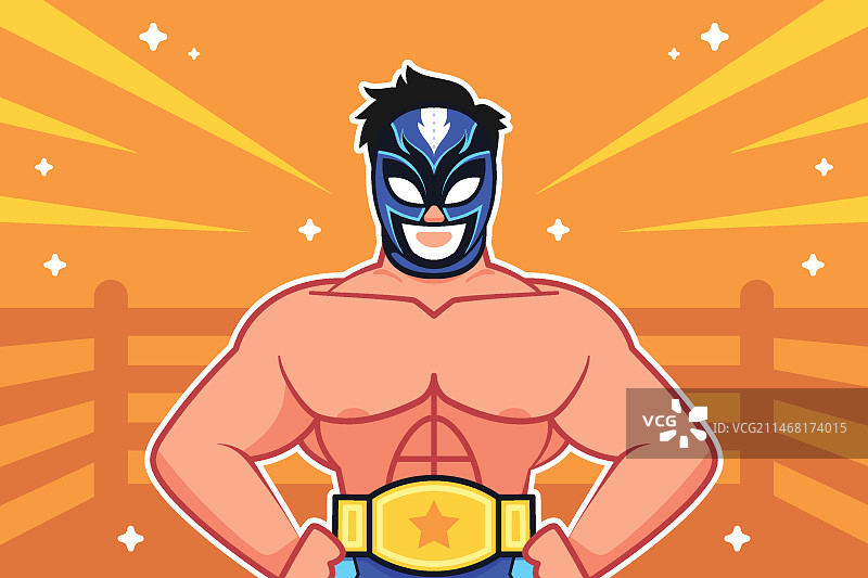 扁平风格摔跤手插画图片素材