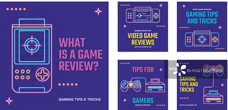 扁平化设计游戏设置Instagram帖子图片素材