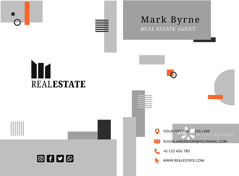 房地产竖版名片模板图片素材