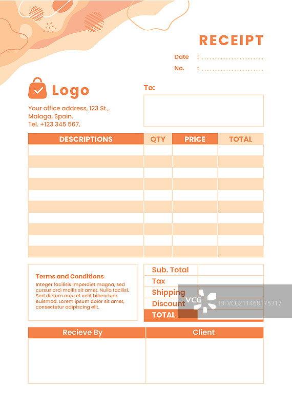 扁平风格收据簿模板图片素材