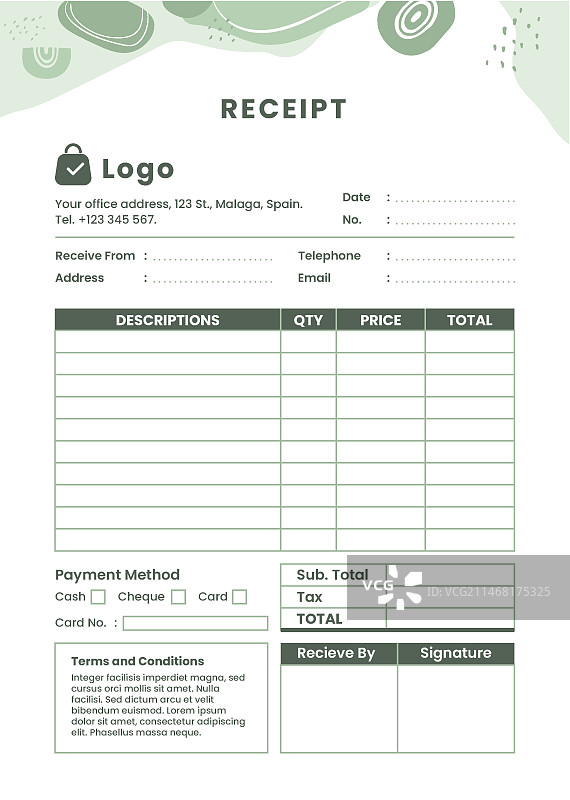 扁平风格收据簿模板图片素材