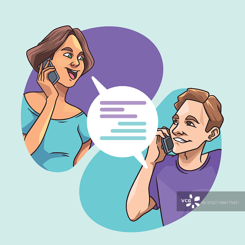 手绘人们打电话插画图片素材