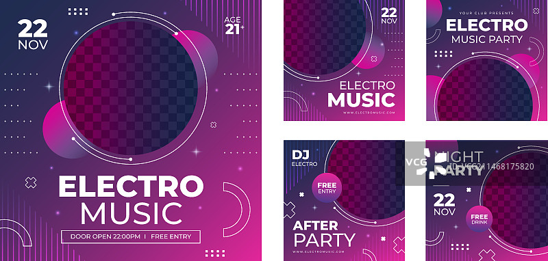 渐变电子音乐Instagram帖子图片素材