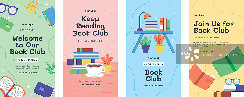 手绘读书俱乐部Instagram快拍图片素材