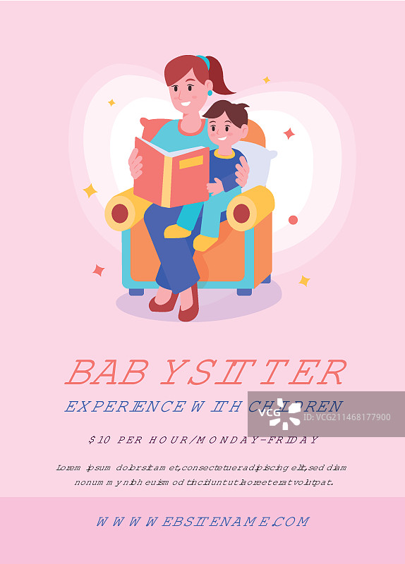 手绘扁平风保姆宣传单图片素材