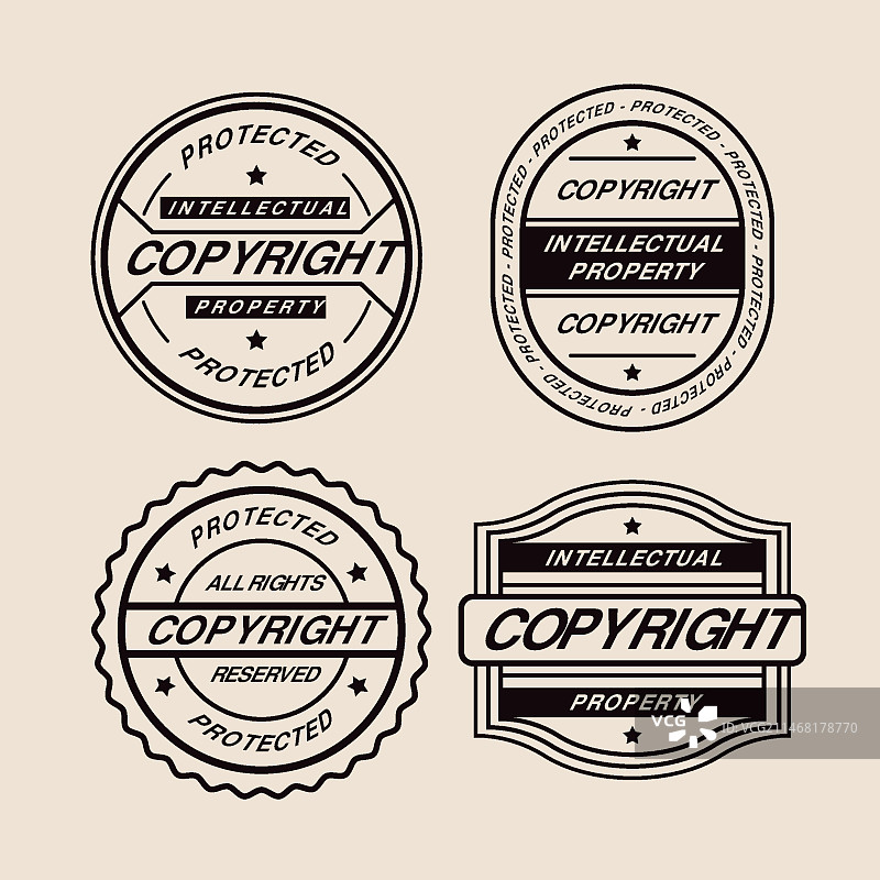 黑白版权印章合集图片素材