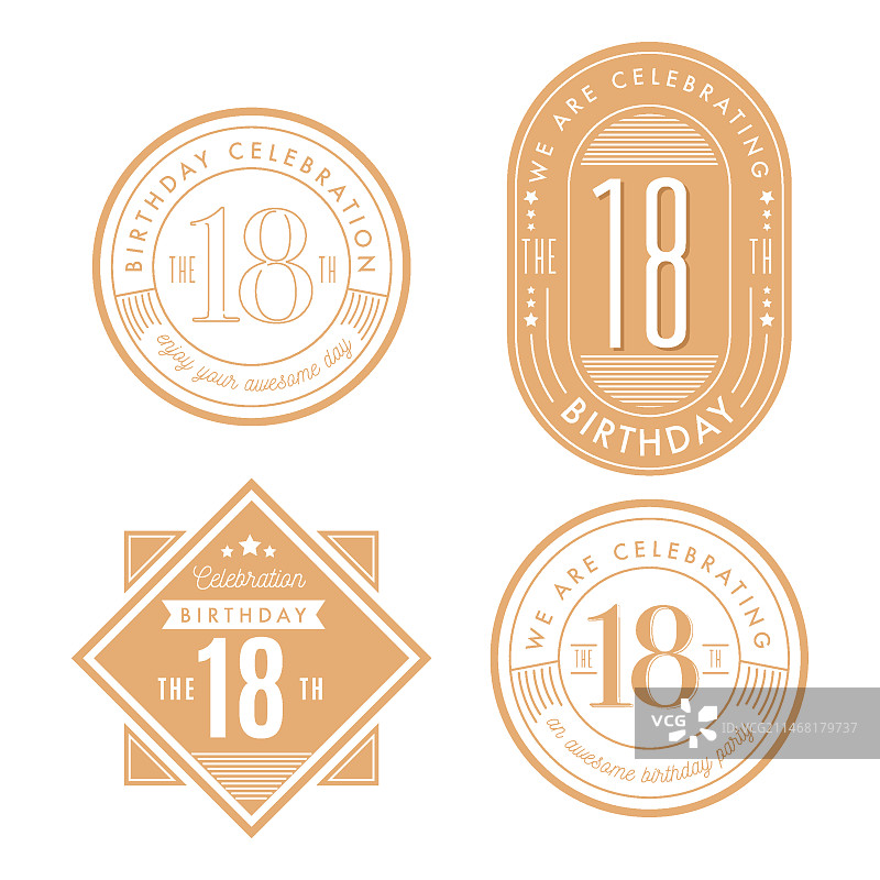 18岁生日徽章合集图片素材