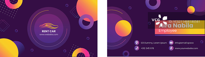 渐变汽车租赁横版名片模板图片素材