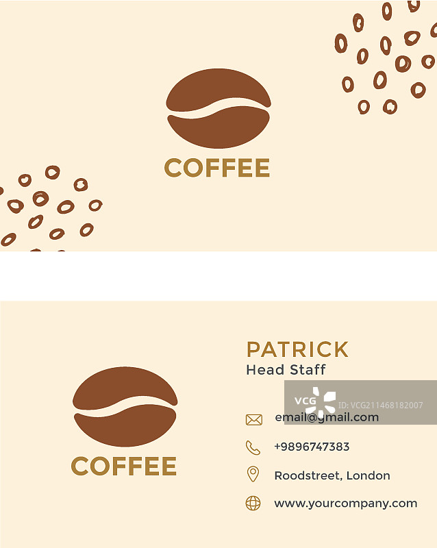 咖啡豆双面横版名片图片素材