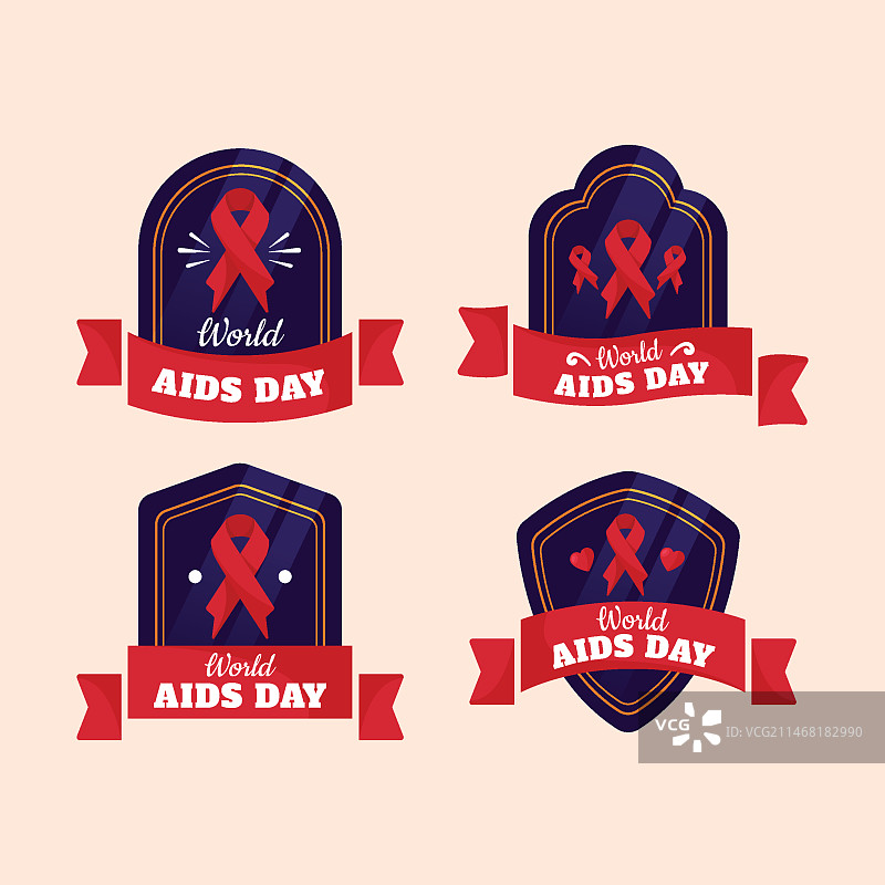 世界艾滋病日徽章合集图片素材