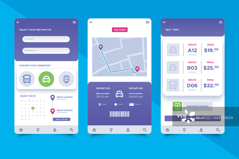 公共交通App屏幕合集图片素材