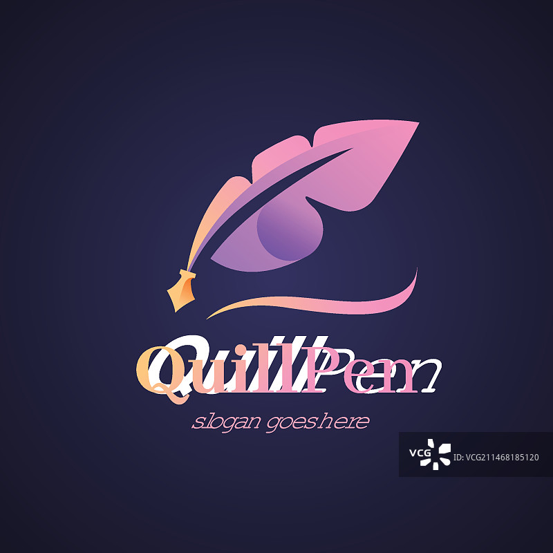 渐变羽毛笔Logo模板图片素材