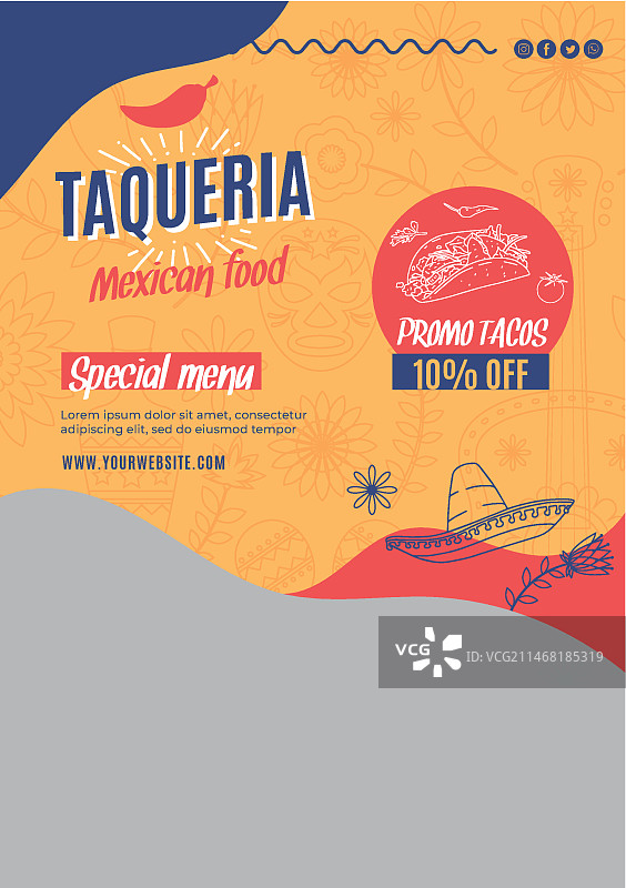 墨西哥餐厅宣传单竖版图片素材