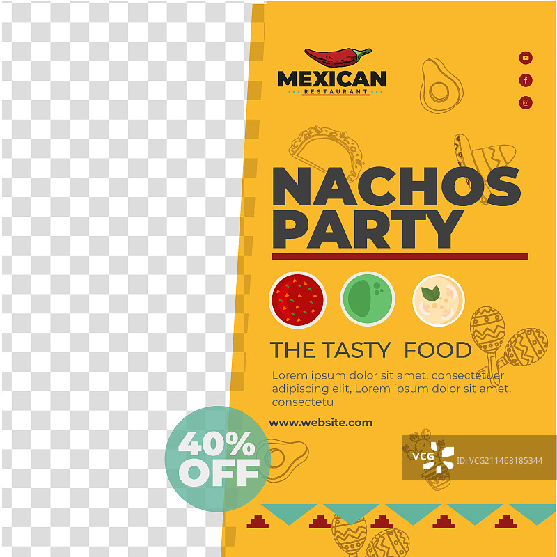 墨西哥餐厅宣传单方形图片素材