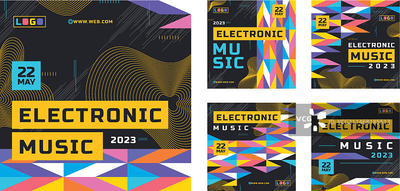 扁平风格电子音乐Instagram帖子图片素材