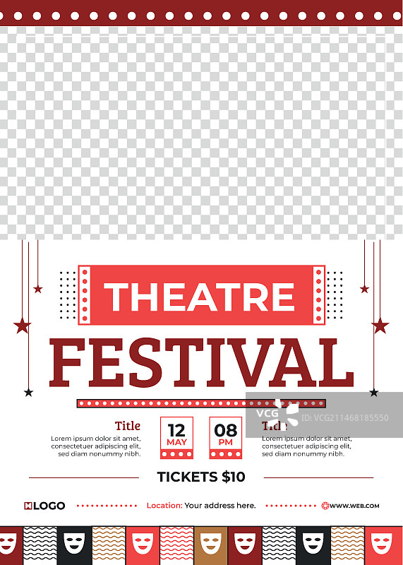 扁平风格剧院演出海报图片素材