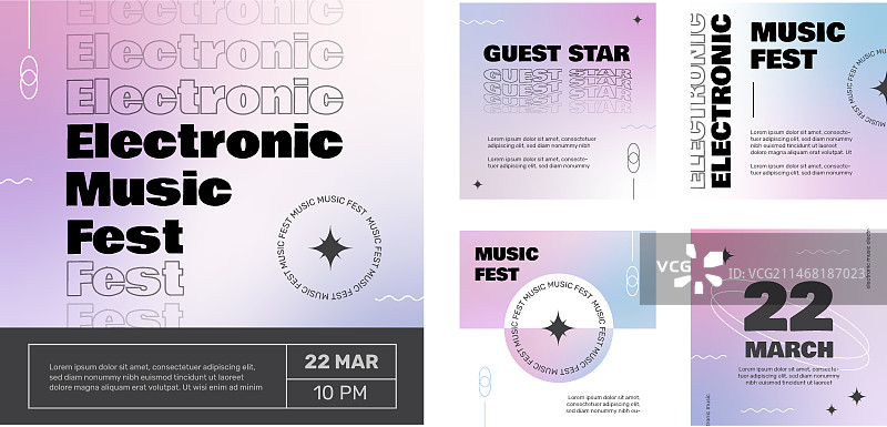 渐变电子音乐Instagram帖子图片素材