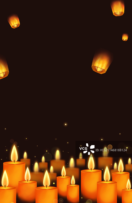 手绘一些燃烧的蜡烛纪念许愿插画图片素材