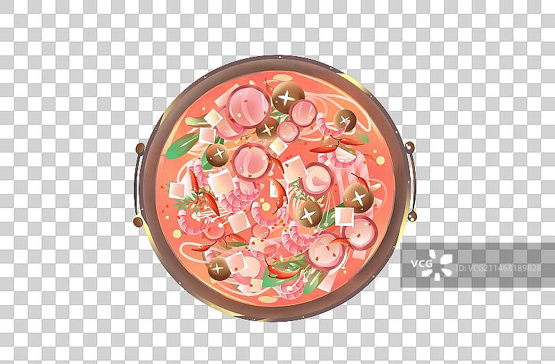 红油麻辣火锅，清新卡通系列免扣元素图片素材