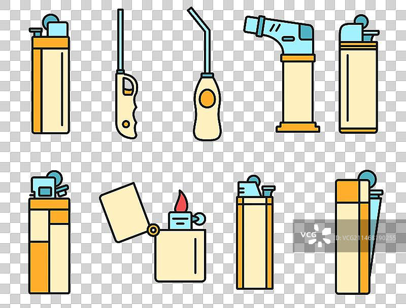 火焰打火机彩色图标集图片素材