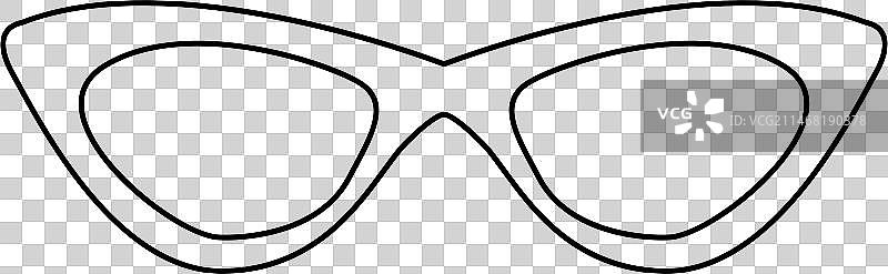 细长猫眼眼镜轮廓线图片素材