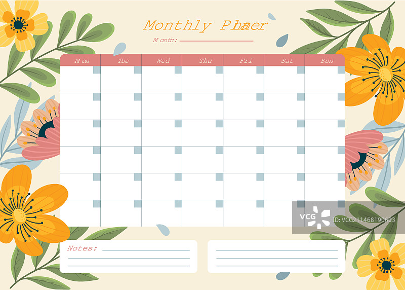 2023年月历扁平风模板图片素材