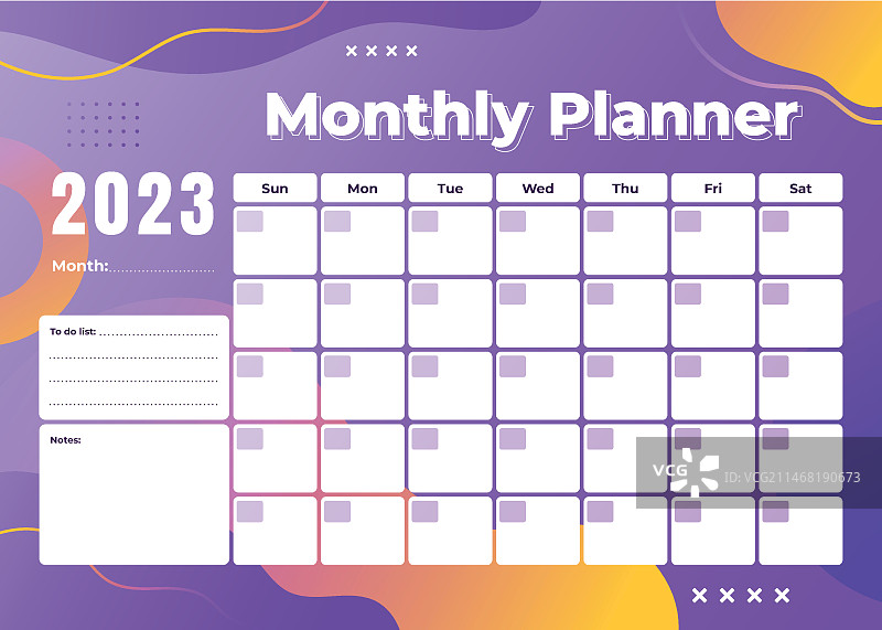 2023年渐变色月度计划日历模板图片素材