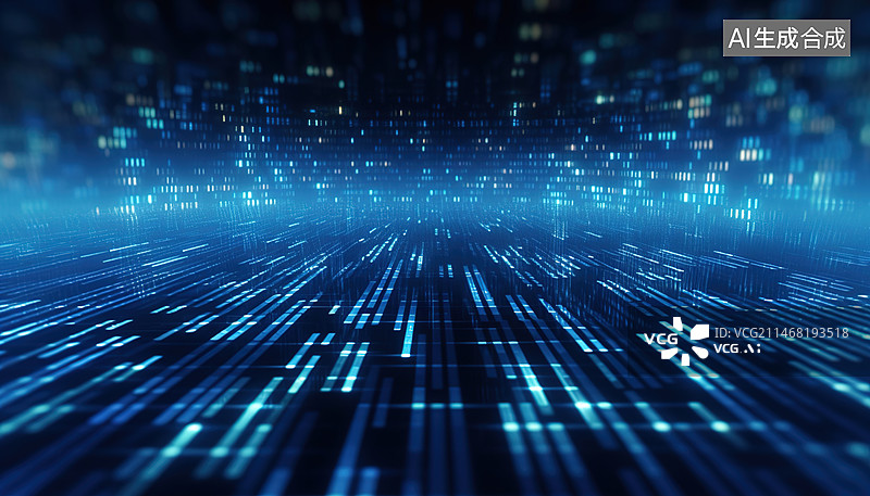 【AI数字艺术】蓝色发光大数据背景图片素材