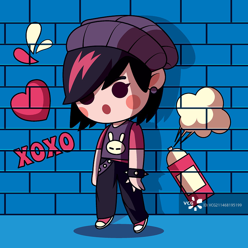 手绘emo风格人物插画图片素材