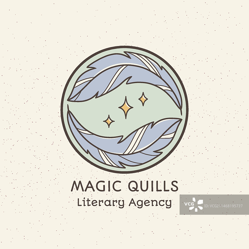 手绘羽毛笔Logo设计模板图片素材