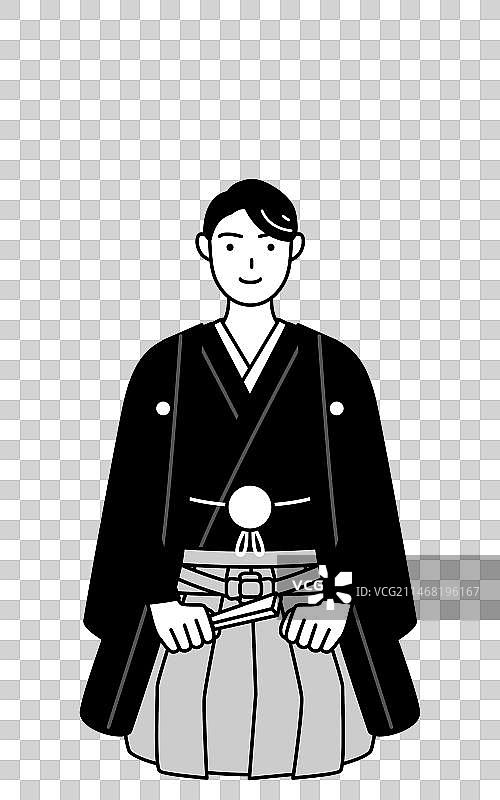 穿着和服的男子，适用于新年和婚礼图片素材