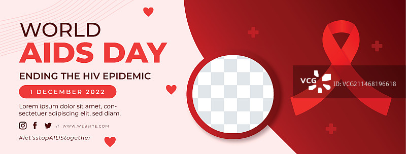 世界艾滋病日纪念社交媒体封面模板图片素材