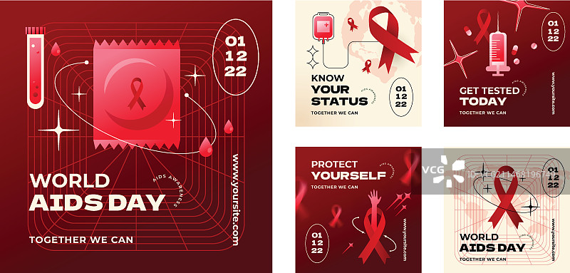 世界艾滋病日纪念Instagram帖子合集图片素材