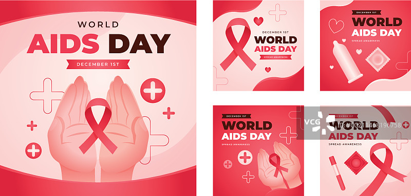 世界艾滋病日纪念Instagram帖子合集图片素材
