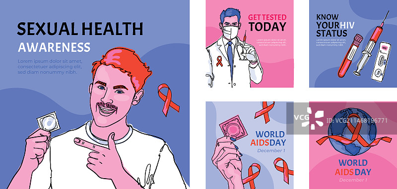 世界艾滋病日纪念Instagram帖子合集图片素材