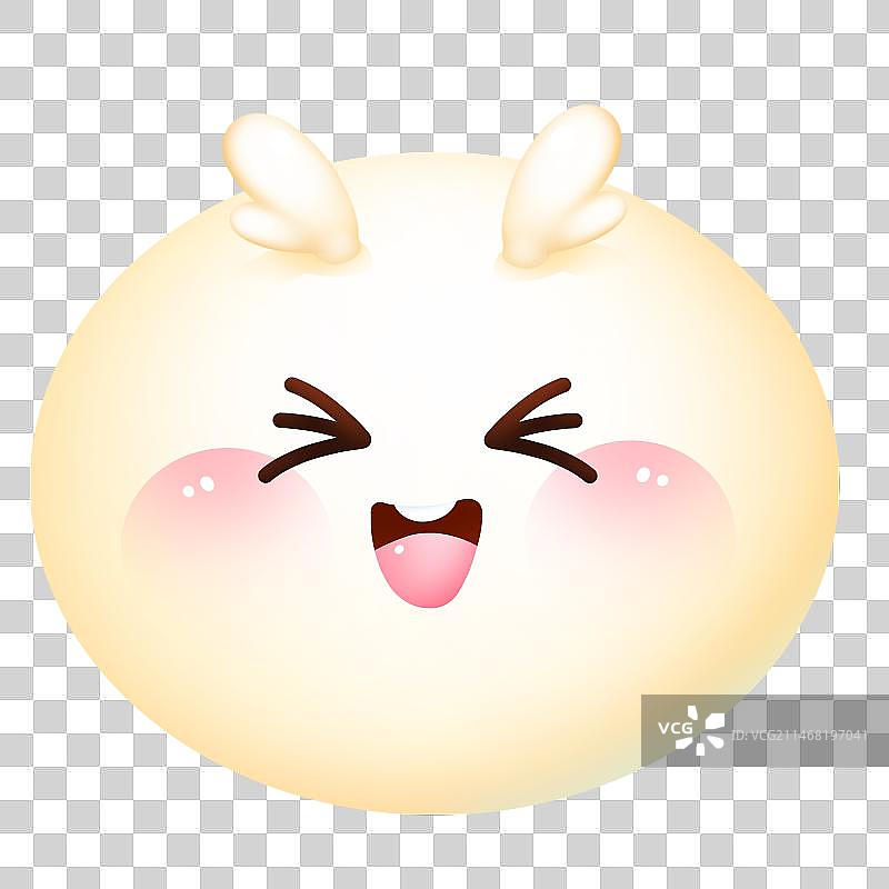 手绘龙角汤圆闭眼开心表情免抠元素图片素材