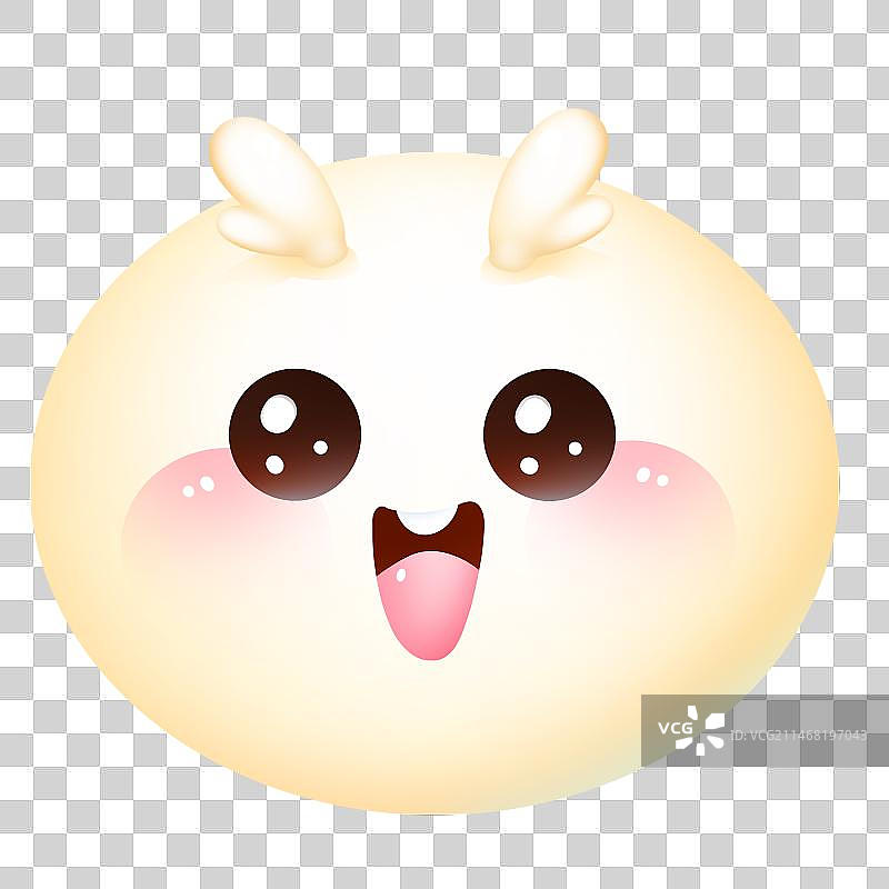 手绘龙角汤圆大眼睛开心表情免抠元素图片素材