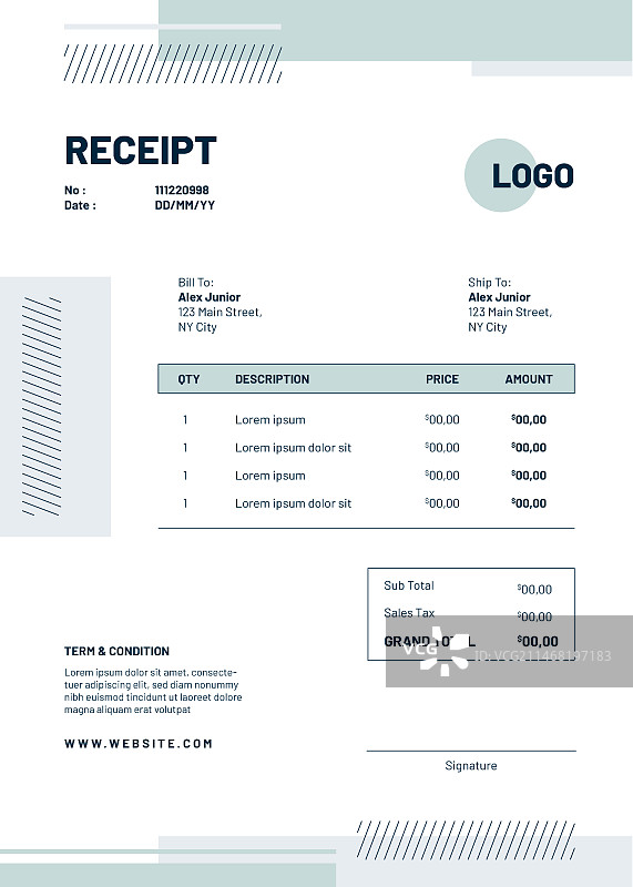 收据簿模板设计图片素材