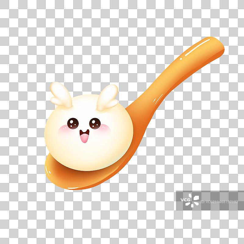 手绘元宵节勺子龙角表情元宵免抠元素图片素材