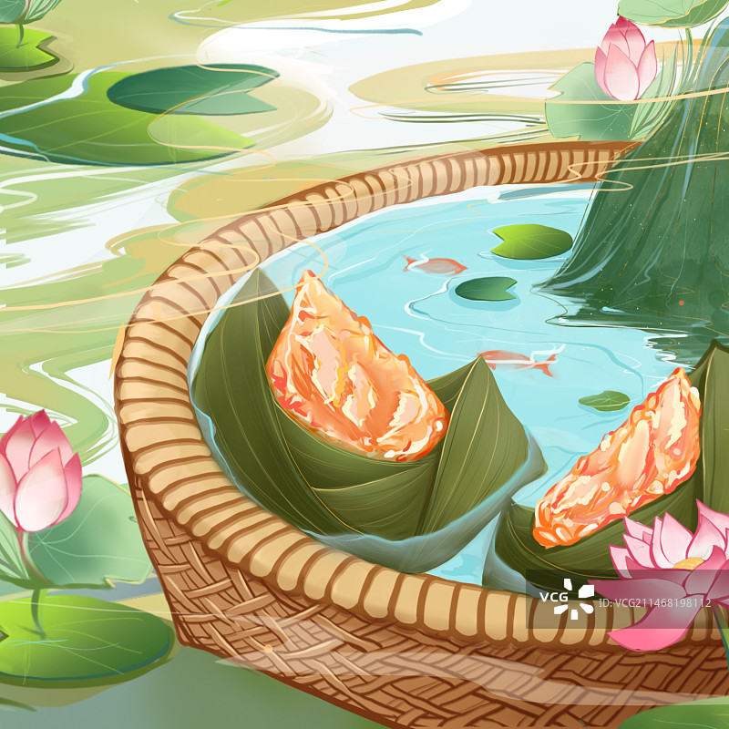 端午节粽子手绘插画图片素材