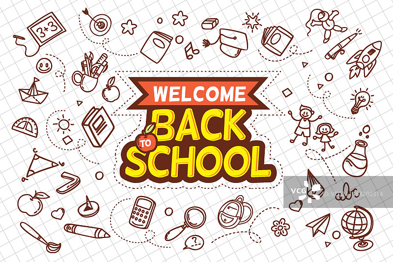 手绘风格返校概念图片素材