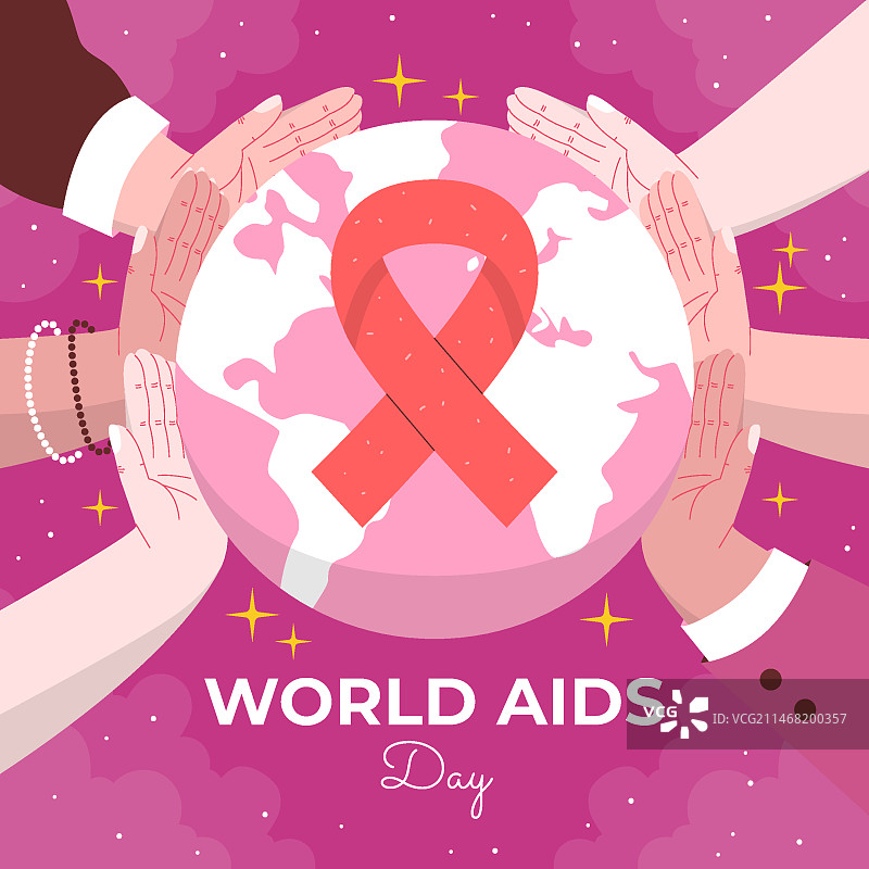 手绘扁平风世界艾滋病日插画图片素材