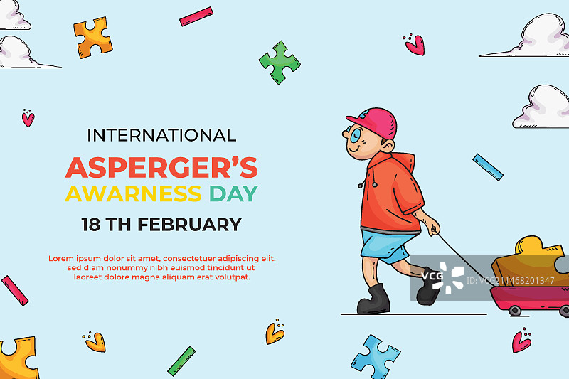 手绘国际阿斯伯格日背景图片素材