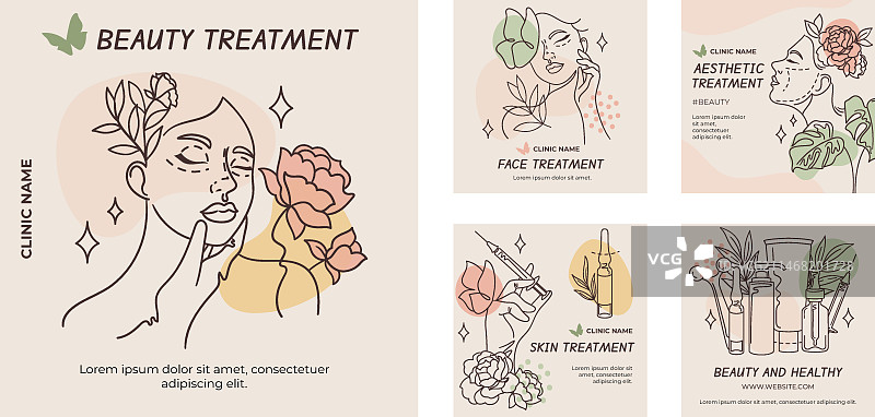 手绘美容医学Instagram帖子模板图片素材