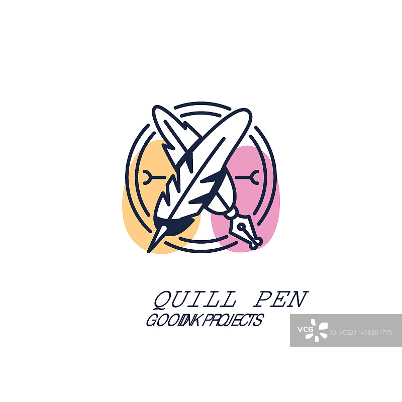 羽毛笔logo模板设计图片素材